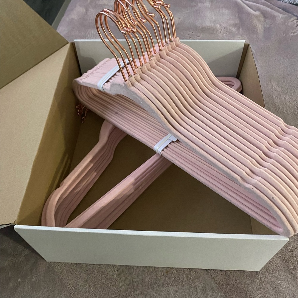 ****SOLD**** Light pink with gold velvet hangers